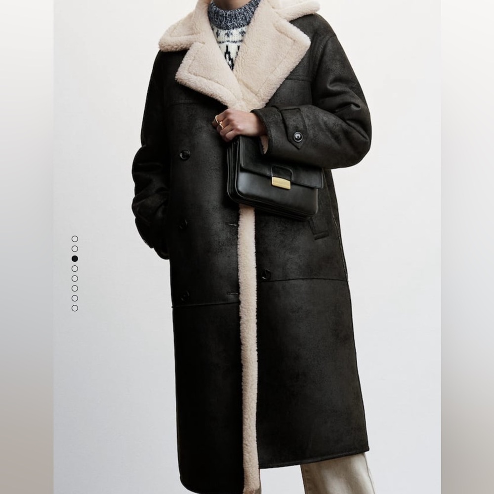 Mango oversized shearling coat - size xs